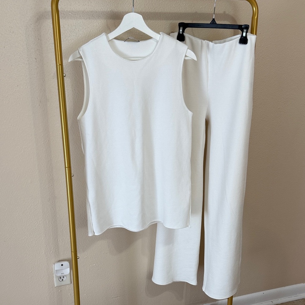 Zara Cream Sleeveless Jumpsuit Set